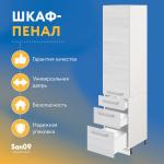 Шкаф-пенал для кухни с 3 выдвижными ящиками «Стиль» 400*585*2130, бодега белая - Изображение 5