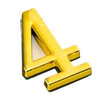Номер дверной "4" 45x28 мм, металл, цвет золото