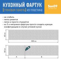 Кухонный фартук (стеновая панель) из пластика «Бетон», 3000 мм