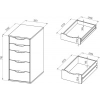 Ингар 5 комод 36x71x53, серо-бирюзовый