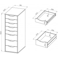 Ингар 8 комод 36x102x53, серо-бирюзовый