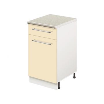 Тумба кухонная напольная со столешницей, с выдвижным ящиком MODERN ALTO 400*600*850 ваниль глянец - Изображение 1